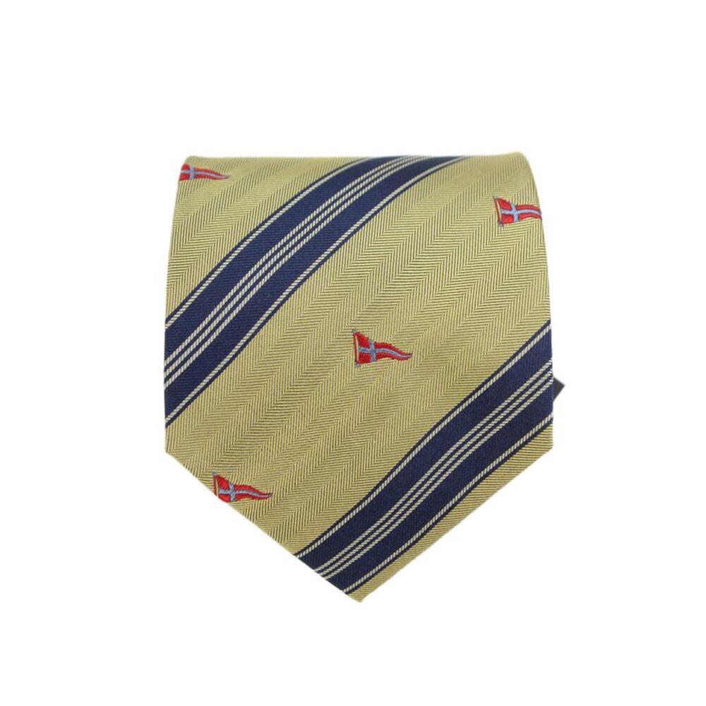 Designer Mens Graphic Boat Print Classic Tie Yellow